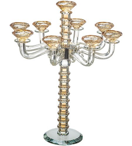 פמוטי קריסטל מהודרים דגם 9 קנים צבע זהב