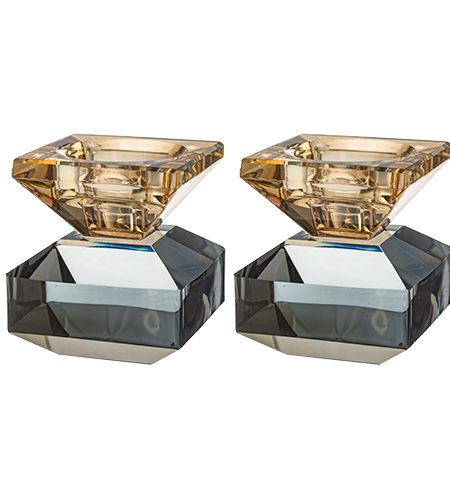 פמוטים דגם קריסטל נמוך צבע שחור משולב זהב