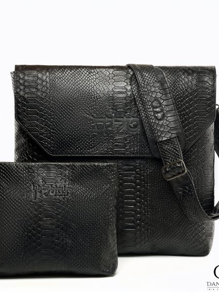 תיק Daniel עור אמיתי דגם קלאפה קרוקו צבע שחור
