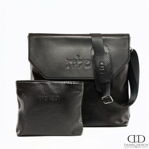 תיק Daniel עור אמיתי דגם קלאפה עור מנוחש משולב חלק צבע שחור