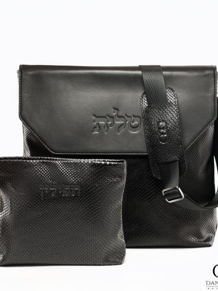תיק Daniel עור אמיתי דגם קלאפה עור מנוחש משולב חלק צבע שחור