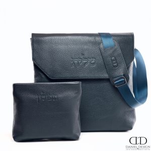 תיק Daniel עור אמיתי דגם קלאפה צבע כחול גס