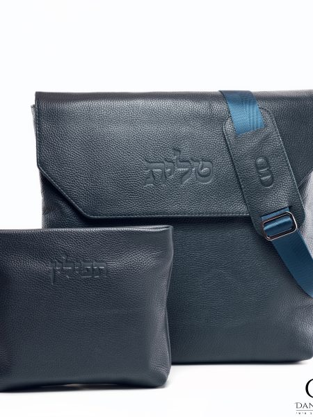 תיק Daniel עור אמיתי דגם קלאפה צבע כחול גס