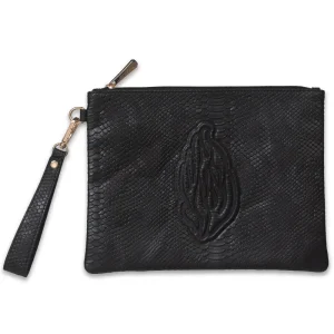 תיק תפילין קלאץ' דמוי עור קרוקו דגם האש שלי צבע שחור