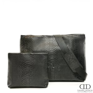 תיק Daniel עור אמיתי דגם עור קרוקו צבע שחור