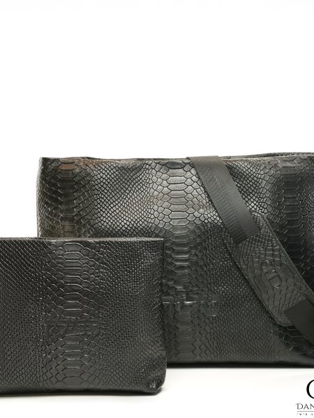 תיק Daniel עור אמיתי דגם עור קרוקו צבע שחור