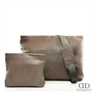 תיק Daniel עור אמיתי דגם עור צבע אפור