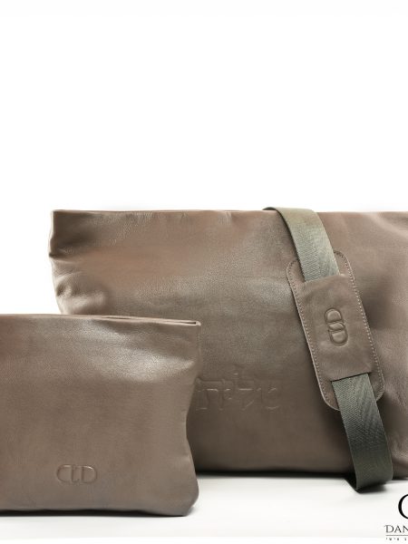 תיק Daniel עור אמיתי דגם עור צבע אפור