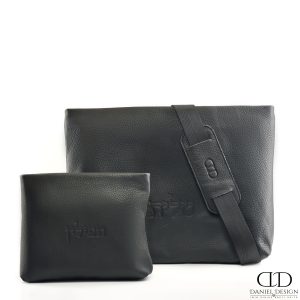 תיק Daniel עור אמיתי דגם עור גס צבע שחור