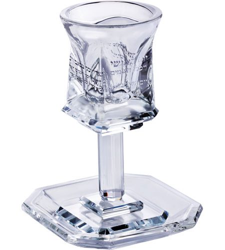 כוס קידוש דגם יום השישי מרובעת צבע שקוף