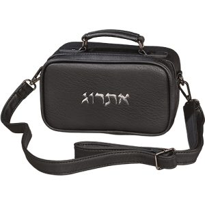 תיק לאתרוג דגם דמוי עור צבע שחור כסף