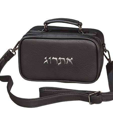 תיק לאתרוג דגם דמוי עור צבע שחור כסף