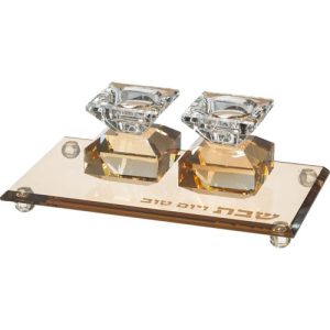 סט הדלקת נרות דגם שבת ויום טוב צבע זהב