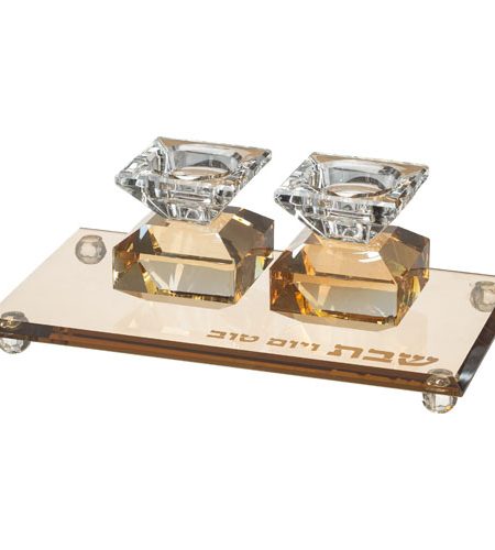 סט הדלקת נרות דגם שבת ויום טוב צבע זהב