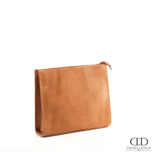 תיק קלאץ' Daniel עור אמיתי דגם עור נחש צבע קאמל