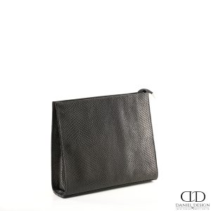 תיק קלאץ' Daniel עור אמיתי דגם עור נחש צבע שחור