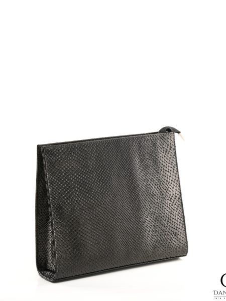תיק קלאץ' Daniel עור אמיתי דגם עור נחש צבע שחור