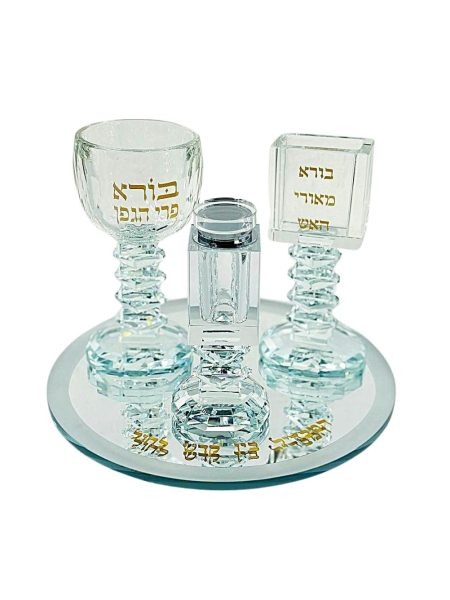 סט הבדלה דגם עגול שקוף זהב