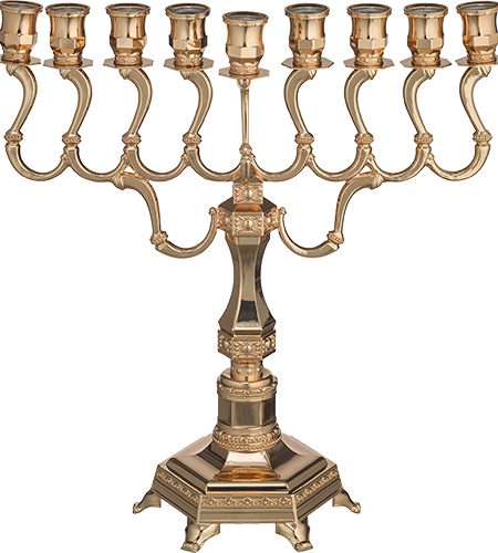 חנוכייה דגם יהלום מתכת צבע זהב