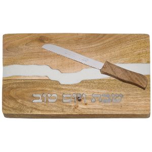 בוצ׳ר עץ מלא פס חלבי כולל סכין נסתרת