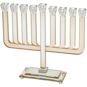חנוכייה דגם זכוכית קלאסית ראשי קריסטל צבע זהב