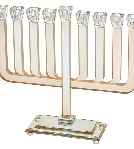 חנוכייה דגם זכוכית קלאסית ראשי קריסטל צבע זהב