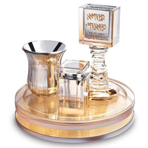 סט הבדלה דגם עגול רגל זיגזג מסתובב צבע זהב