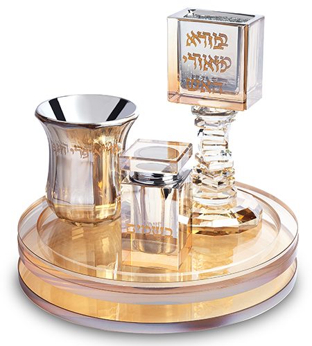 סט הבדלה דגם עגול רגל זיגזג מסתובב צבע זהב