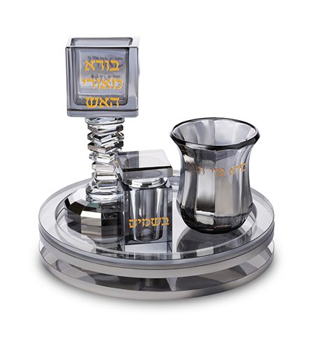 סט הבדלה דגם עגול רגל זיגזג מסתובב צבע רוז גולד