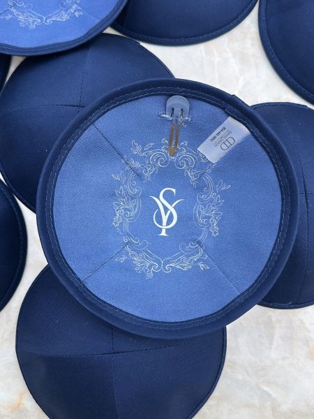 כיפה מעוצבת דגם מסגרת עיטורים רקמה והדפסה צבע כחול