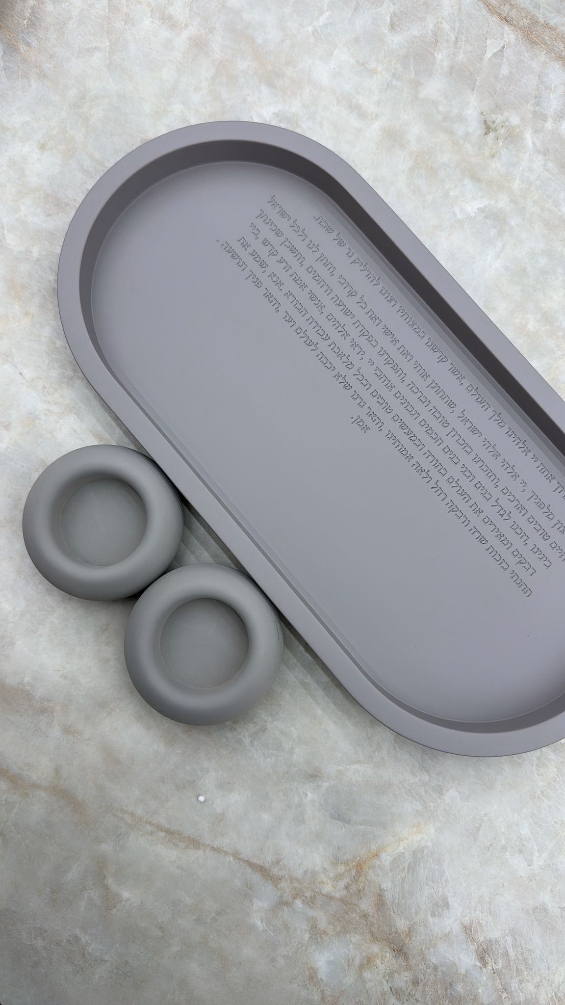 סט הדלקת נרות מבטון צבע אפור