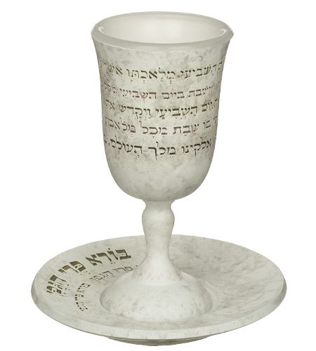 כוס קידוש פולימר דגם ברכה רגל גבוהה