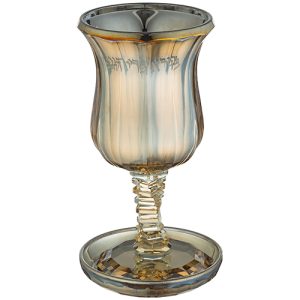 כוס קידוש דגם אליהו הנביא בורא פרי הגפן זיגזג צבע זהב