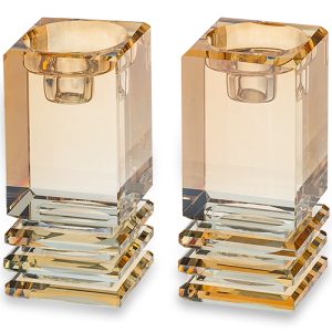 פמוטים דגם קריסטל מדרגות צבע זהב