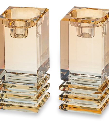 פמוטים דגם קריסטל מדרגות צבע זהב