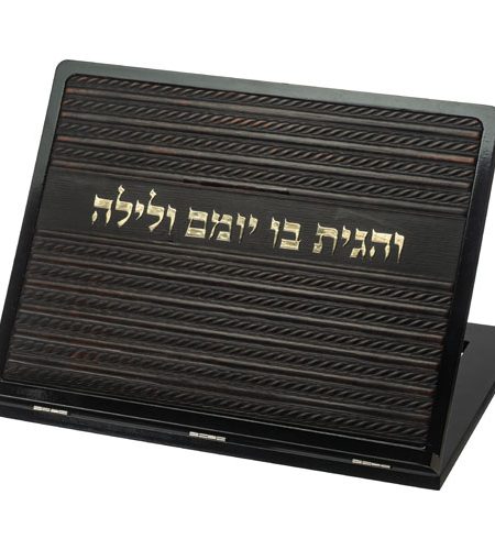 סטנדר עץ עם פלקטה דגם דמוי עור צבע חום זהב