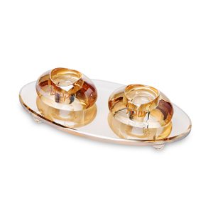 סט פמוטים דגם חלוקי נחל עם מגש צבע זהב