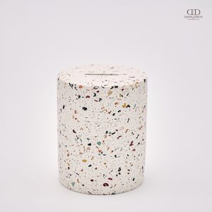 קופת צדקה דגם בטון עגול צבע לבן צבעוני