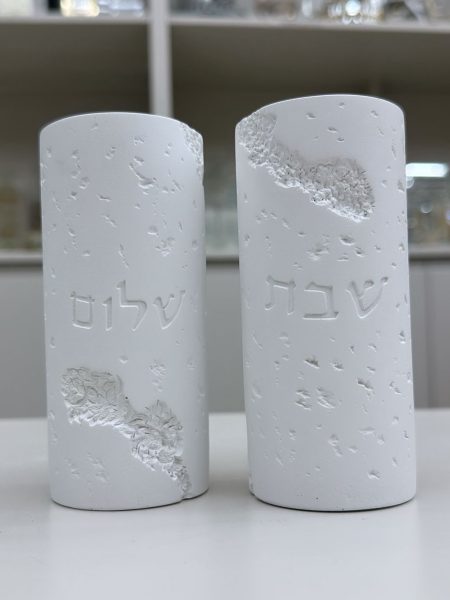 זוג פמוטים בטון דגם עגול גבוה צבע לבן