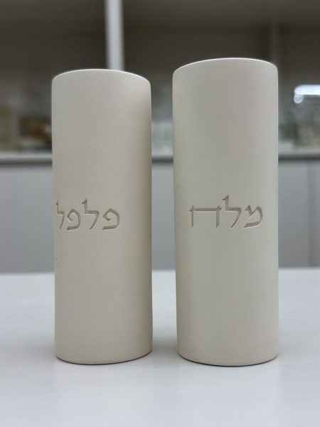 זוג מלחיות בטון דגם עגול גבוה צבע אבן