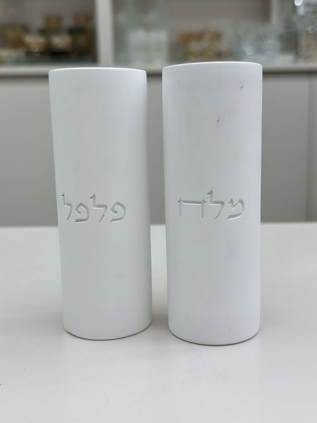 זוג מלחיות בטון דגם עגול גבוה צבע לבן