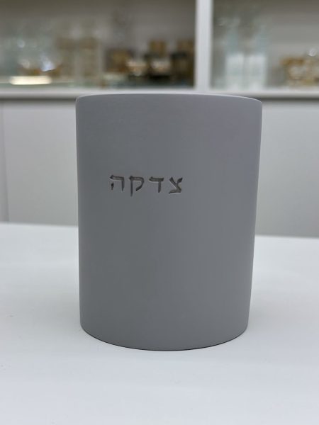קופת צדקה דגם בטון עגול צבע אפור