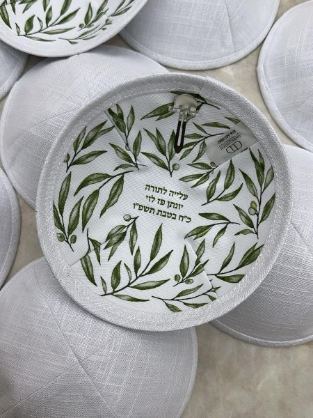 כיפה מעוצבת דגם פרחים הדפסה פנימית צבע ירוק